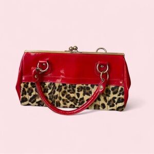 Vintage Lux de Ville Red for Pimp Couture Patent & Leopard-Print